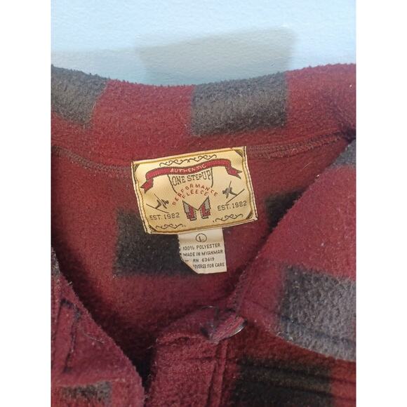 Authenic One Step Up Performance Fleece Button Up Plaid Size Large Red & Black - Picture 7 of 8